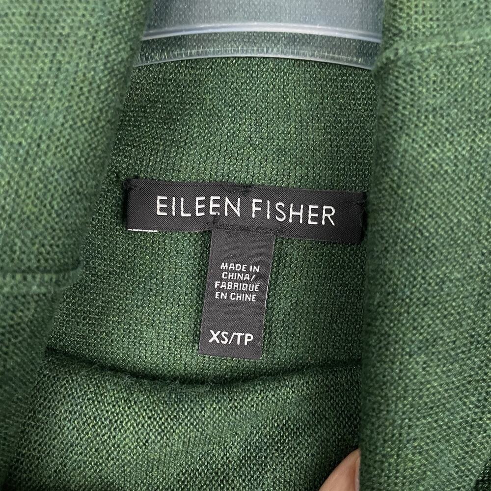 Eileen Fisher Merino Wool Turtleneck Tunic Sweater Size XS Forest Green Casual - Picture 3 of 10